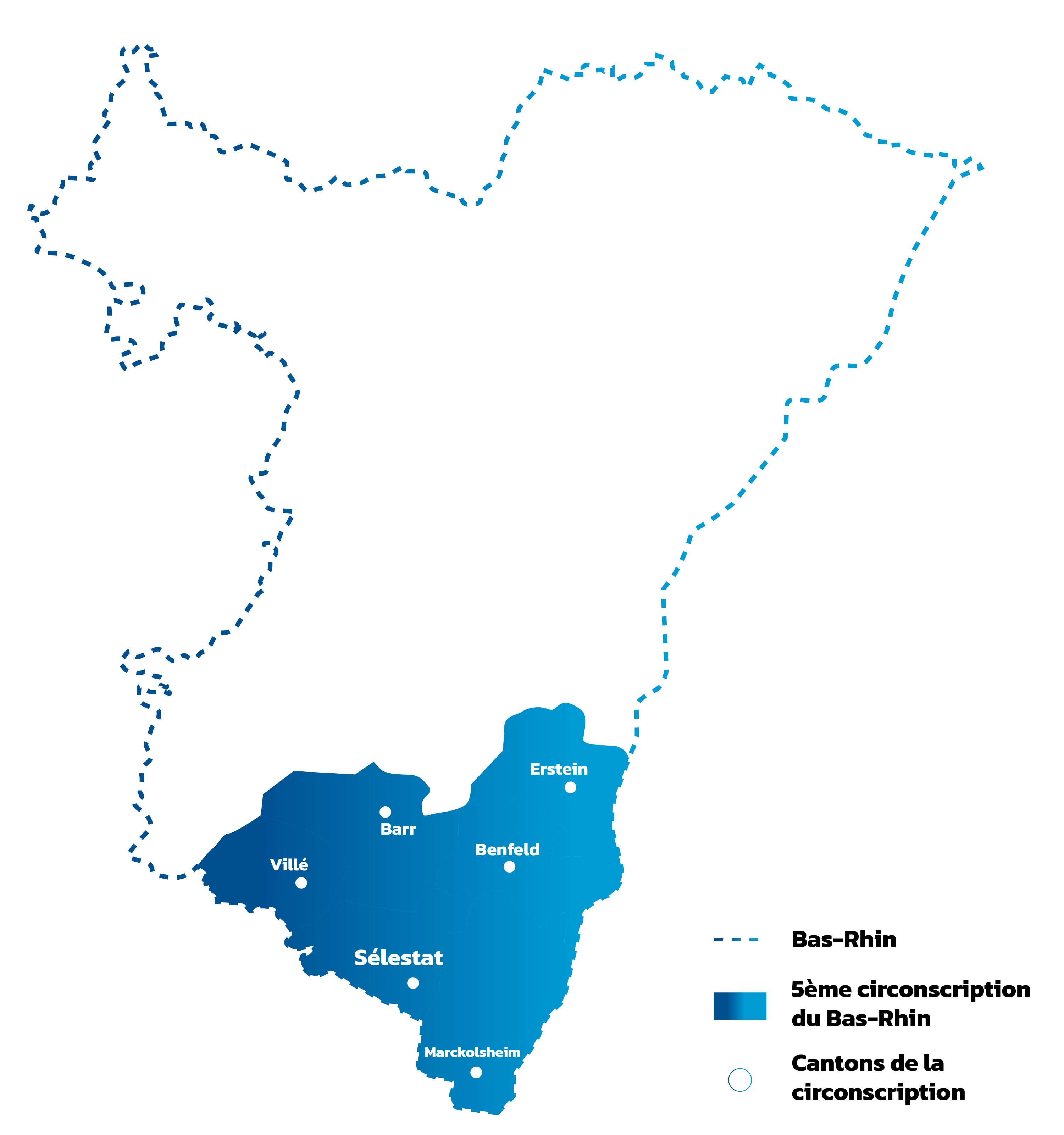 Carte 5 ème circonscription du Bas-Rhin